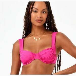 Underwire Ruched Cup Thick Strap 3 point Hook L*space Stella Top Bougainvillea M